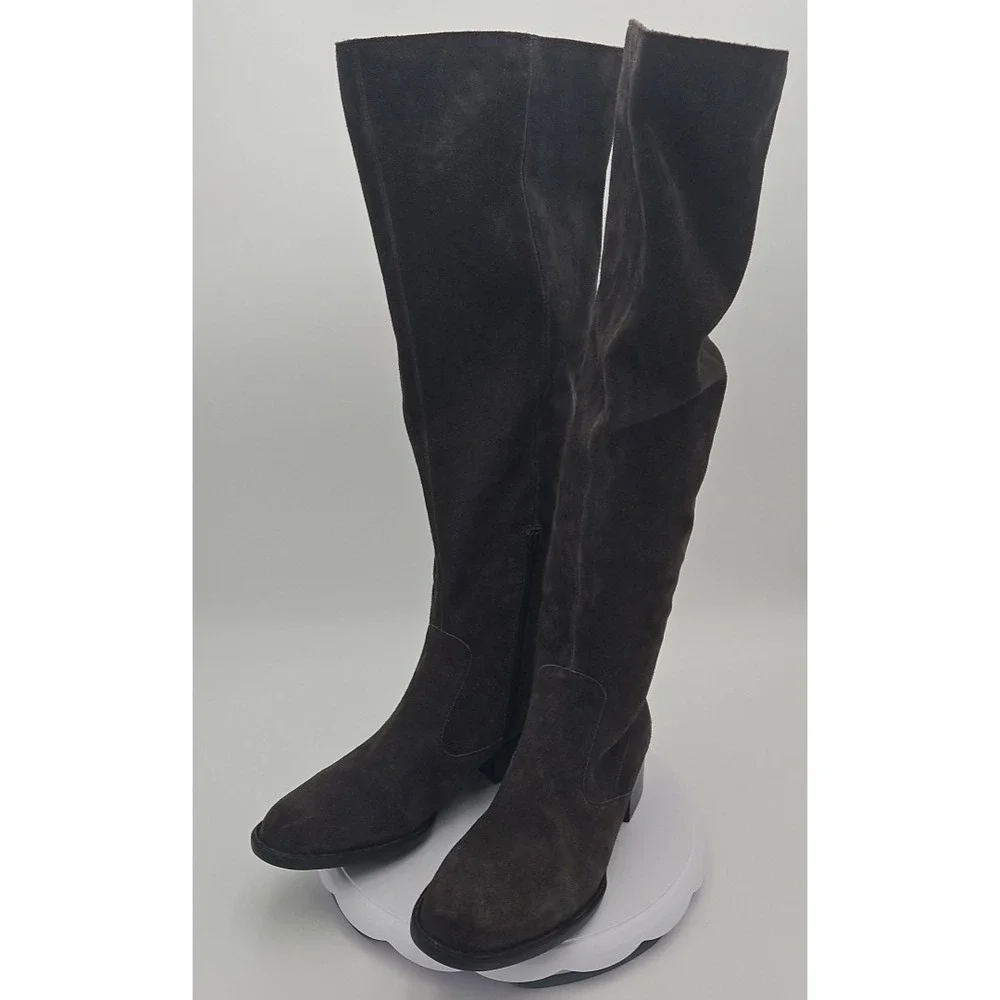 Børn CRICKET Gray Suede Y2K Sz W/9 Knee High NOS‎ Slouch Tall Riding Boots Flat